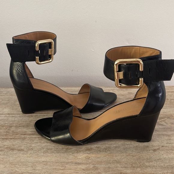 Nine West black ankle strap wedge sandals - Picture 7 of 13